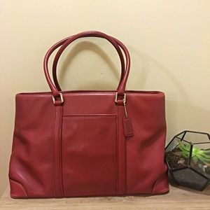 Vintage COACH Hampton Large Red Leather Tote